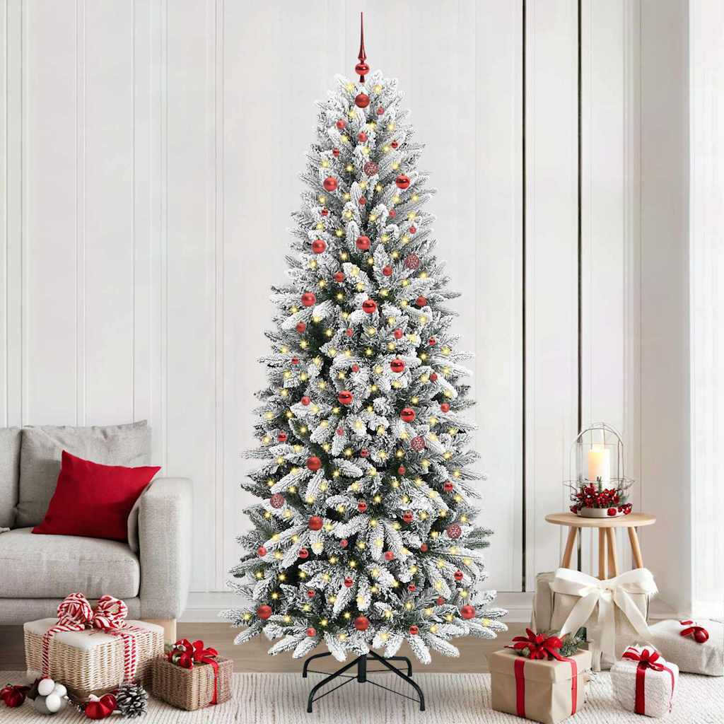 Kunstigt juletræ Hvid 240 cm PVC og Plast og Stål og PE
