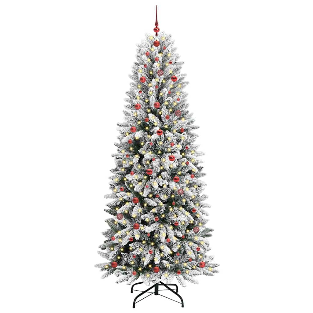 Kunstigt juletræ Hvid 240 cm PVC og Plast og Stål og PE