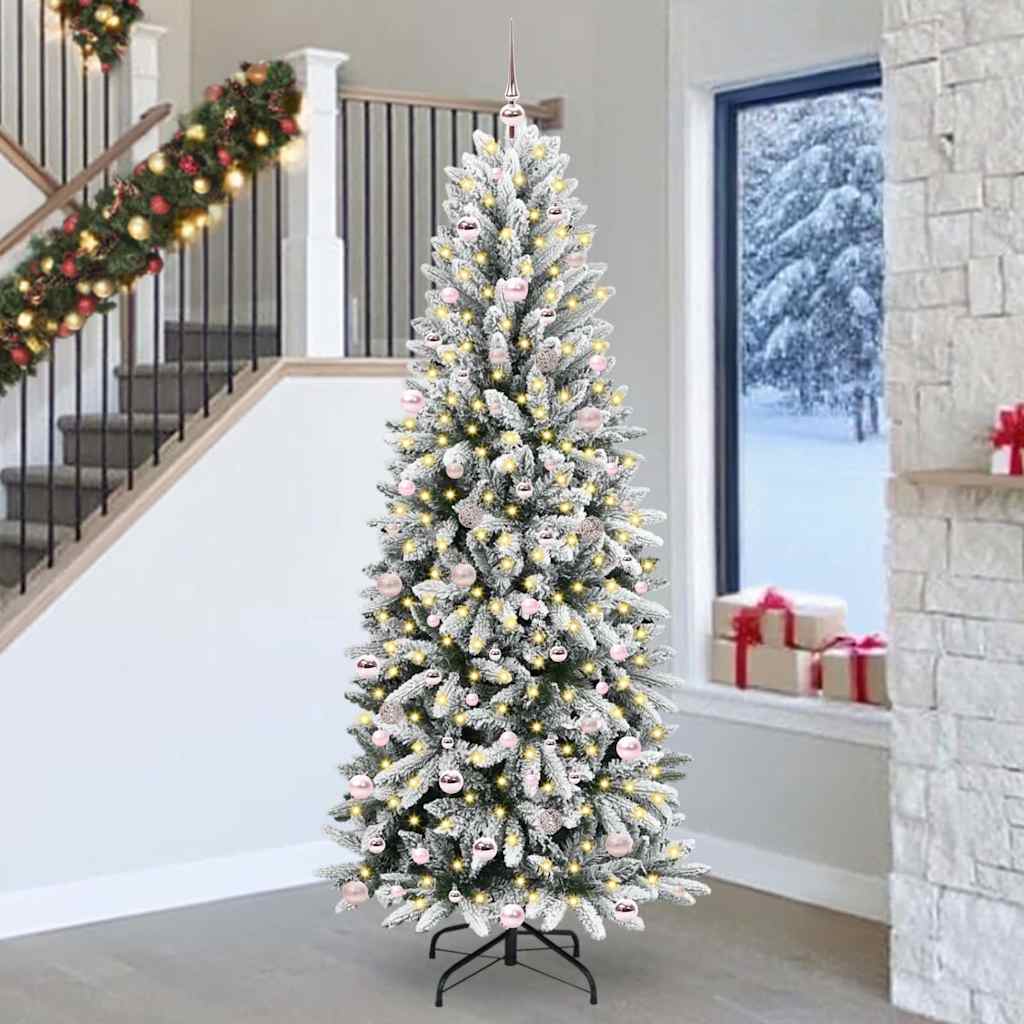 Kunstigt juletræ Hvid 240 cm PVC og Plast og Stål og PE