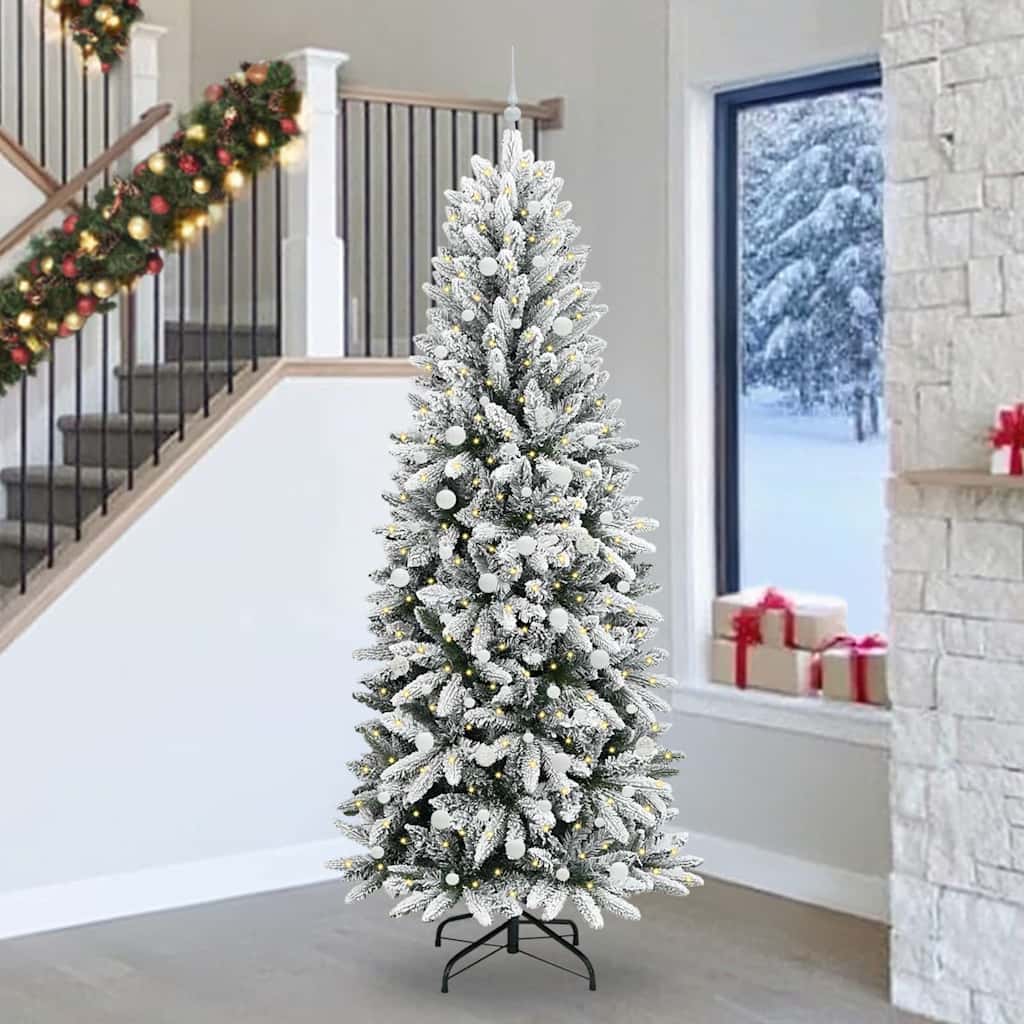 Kunstigt juletræ Hvid 240 cm PVC og Plast og Stål og PE