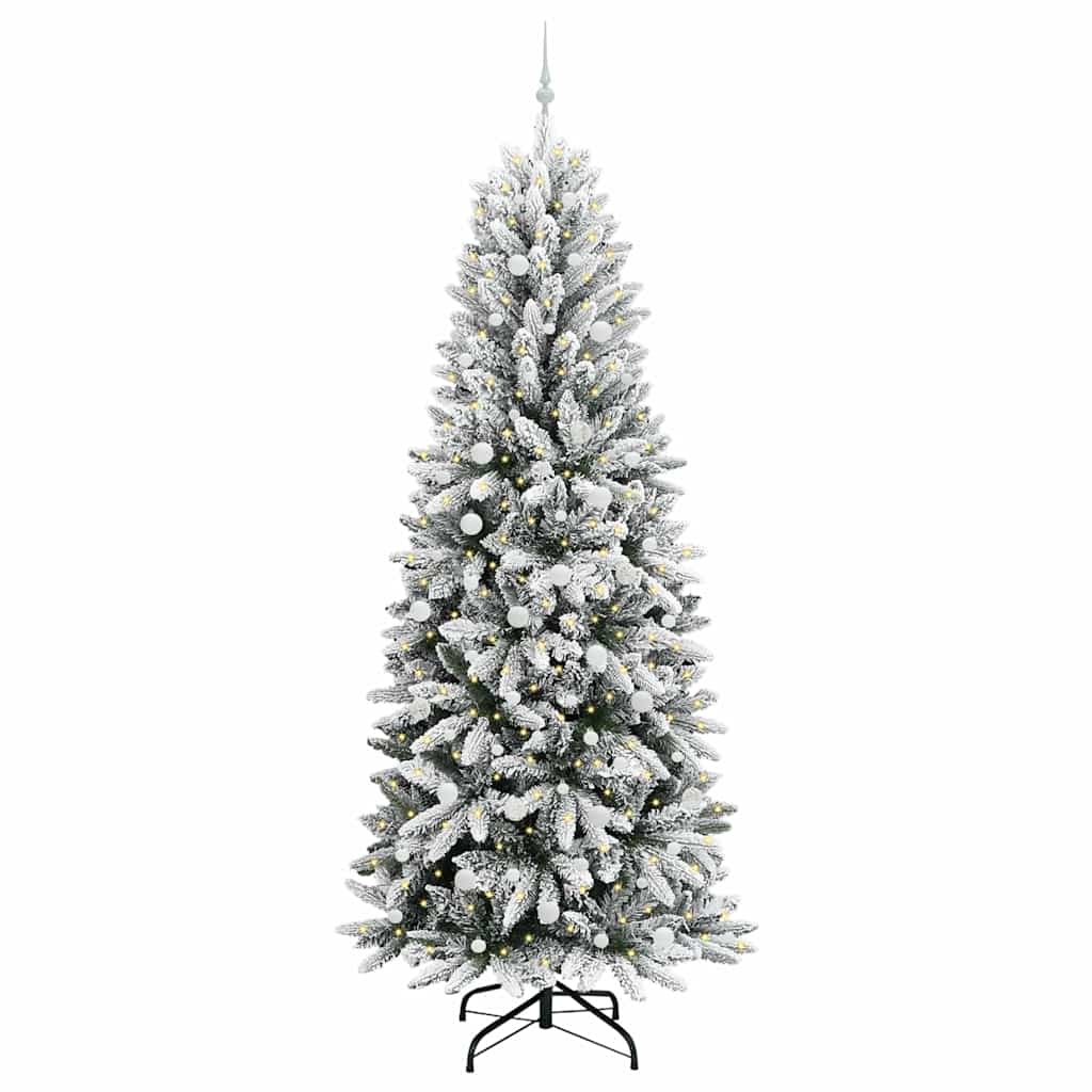 Kunstigt juletræ Hvid 240 cm PVC og Plast og Stål og PE