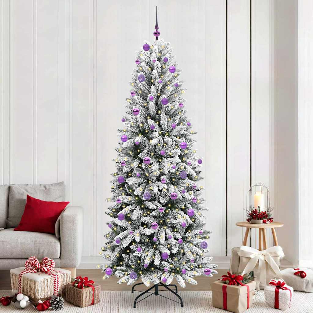 Kunstigt juletræ Hvid 240 cm PVC og Plast og Stål og PE