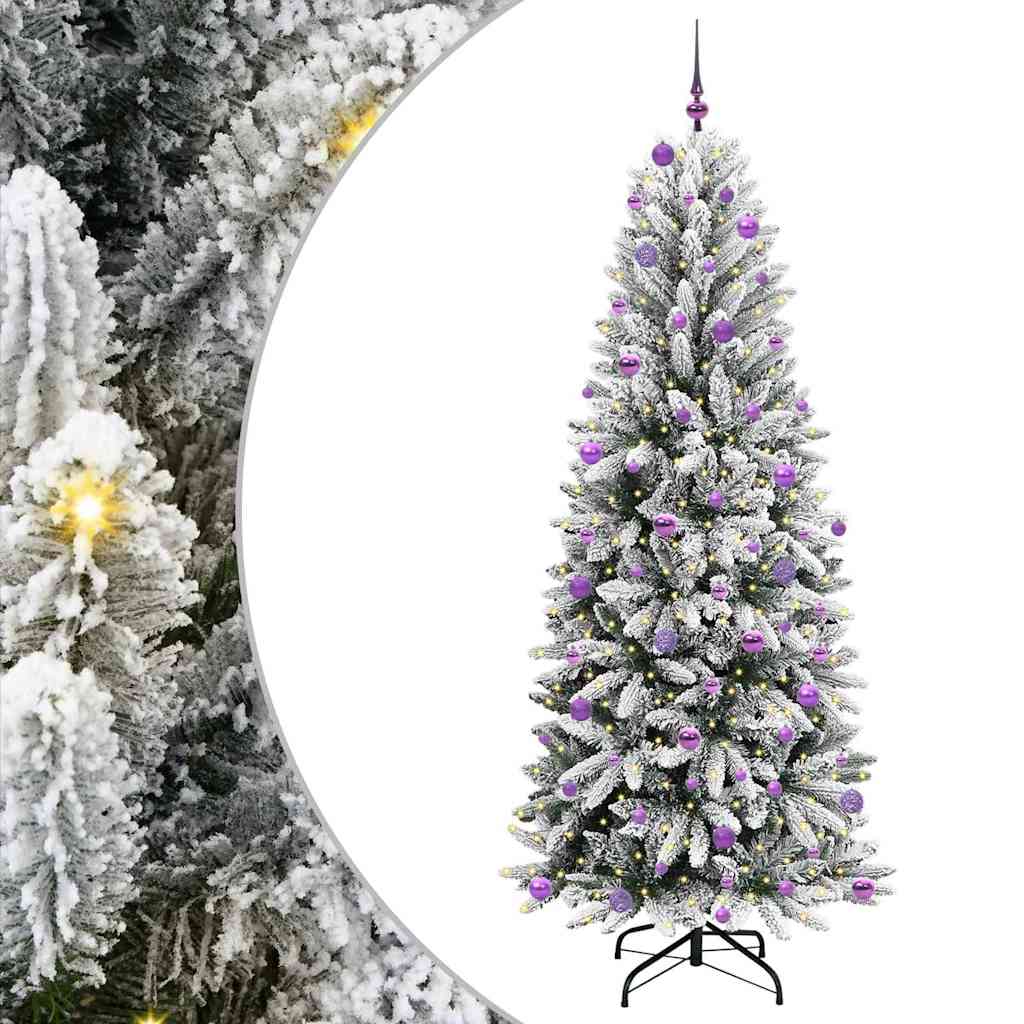 Kunstigt juletræ Hvid 240 cm PVC og Plast og Stål og PE