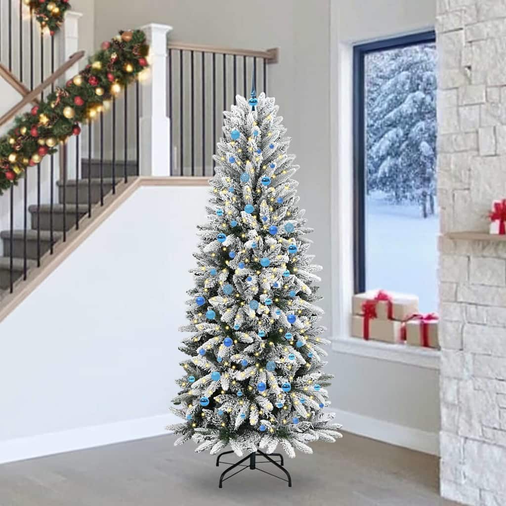 Kunstigt juletræ Hvid 240 cm PVC og Plast og Stål og PE