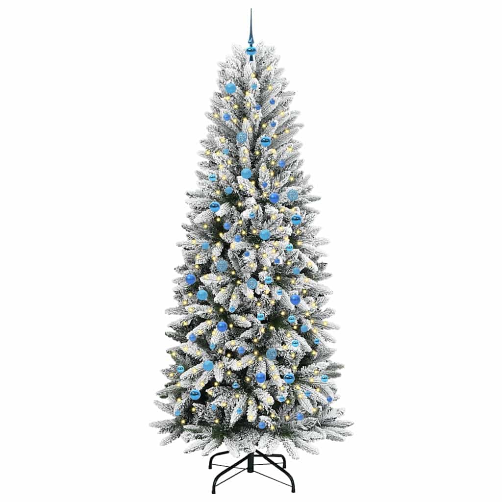 Kunstigt juletræ Hvid 240 cm PVC og Plast og Stål og PE