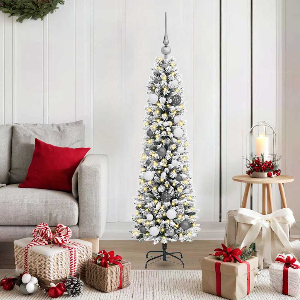 Kunstigt juletræ med stativ Hvid 150 cm PVC og metal og plast
