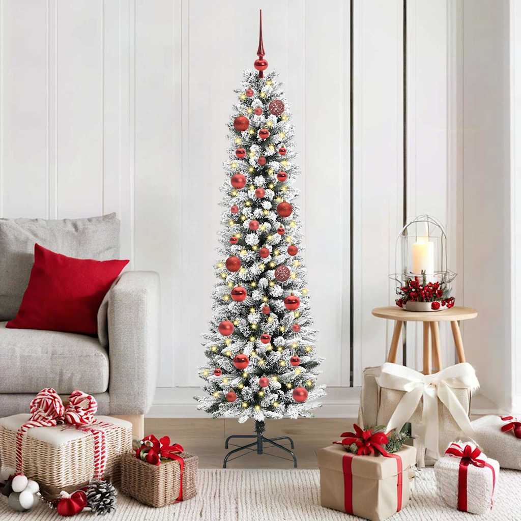 Kunstigt juletræ med stativ Hvid 150 cm PVC og metal og plast