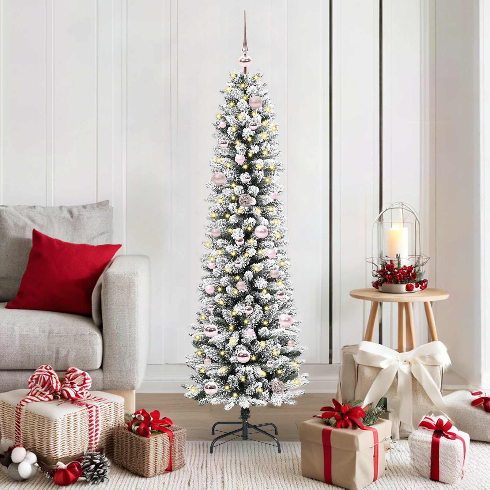 Kunstigt juletræ med stativ Hvid 150 cm PVC og metal og plast