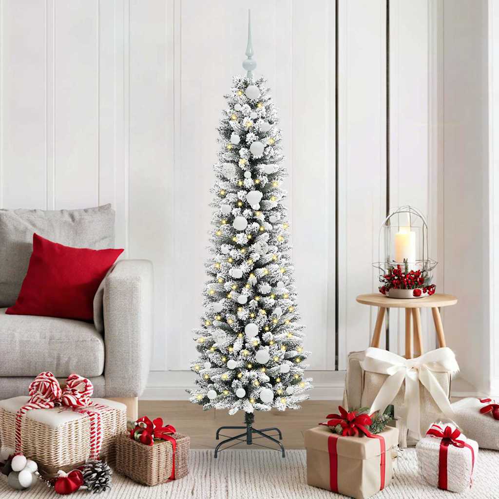 Kunstigt juletræ med stativ Hvid 150 cm PVC og metal og plast