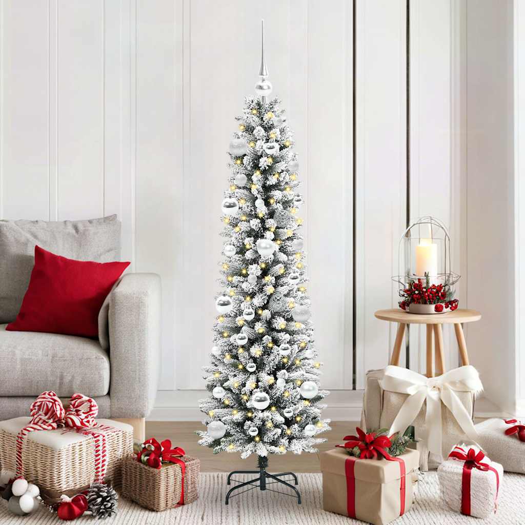 Kunstigt juletræ med stativ Hvid 150 cm PVC og metal og plast