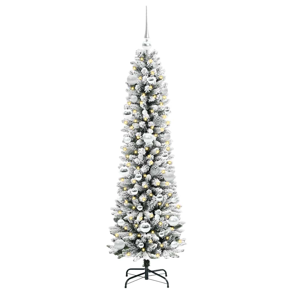 Kunstigt juletræ med stativ Hvid 150 cm PVC og metal og plast