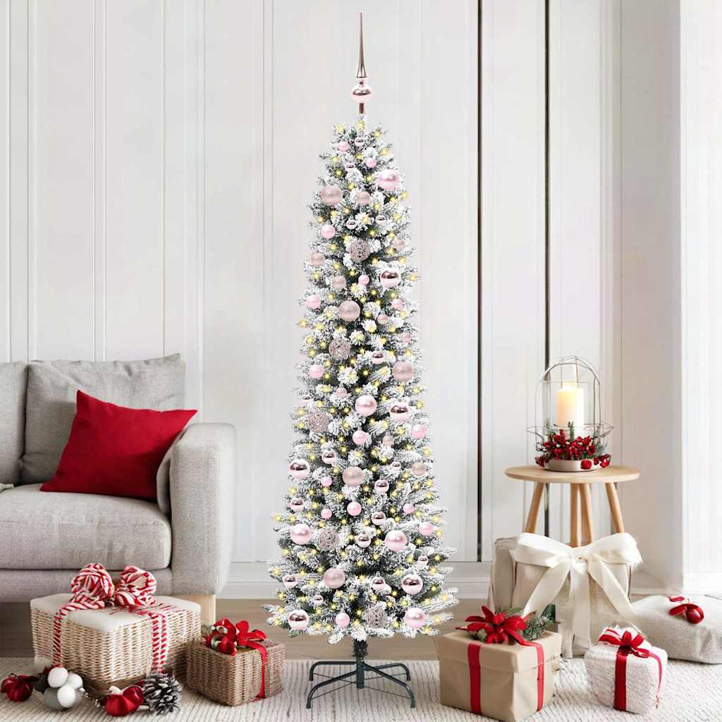 Kunstigt juletræ med stativ Hvid 180 cm PVC og metal og plast