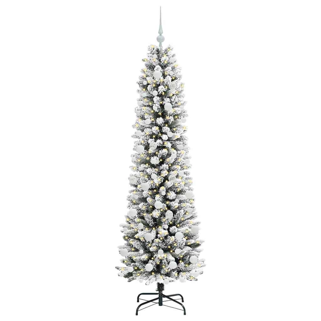 Kunstigt juletræ med stativ Hvid 180 cm PVC og metal og plast