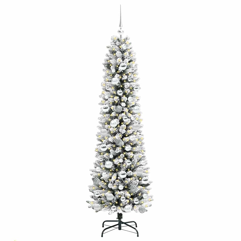Kunstigt juletræ med stativ Hvid 180 cm PVC og metal og plast