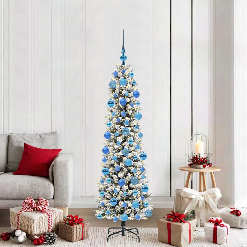 Kunstigt juletræ med stativ Hvid 180 cm PVC og metal og plast