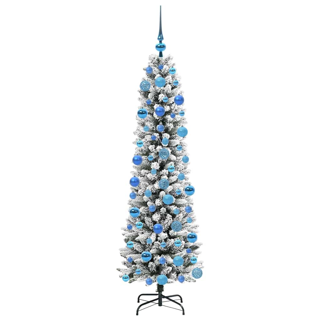 Kunstigt juletræ med stativ Hvid 180 cm PVC og metal og plast