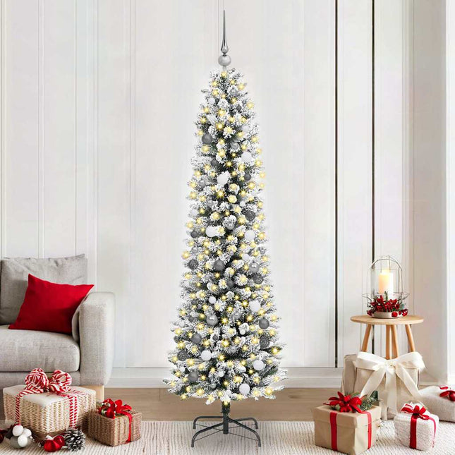 Kunstigt juletræ med stativ Hvid 210 cm PVC og metal og plast