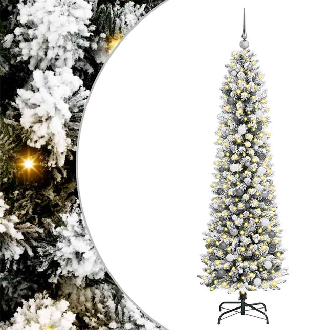 Kunstigt juletræ med stativ Hvid 210 cm PVC og metal og plast