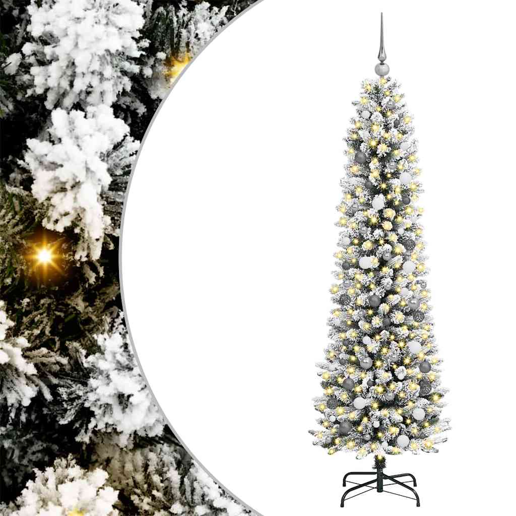 Kunstigt juletræ med stativ Hvid 210 cm PVC og metal og plast