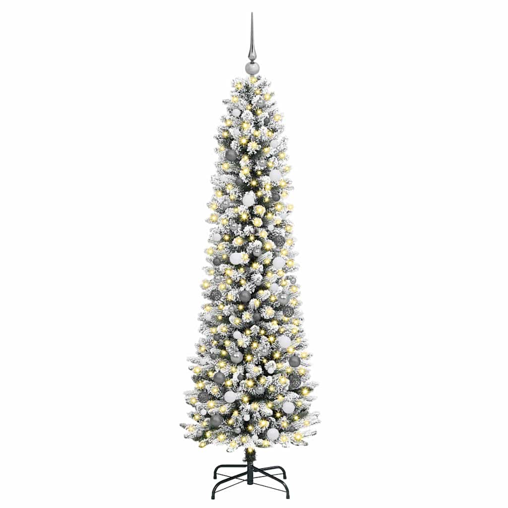 Kunstigt juletræ med stativ Hvid 210 cm PVC og metal og plast
