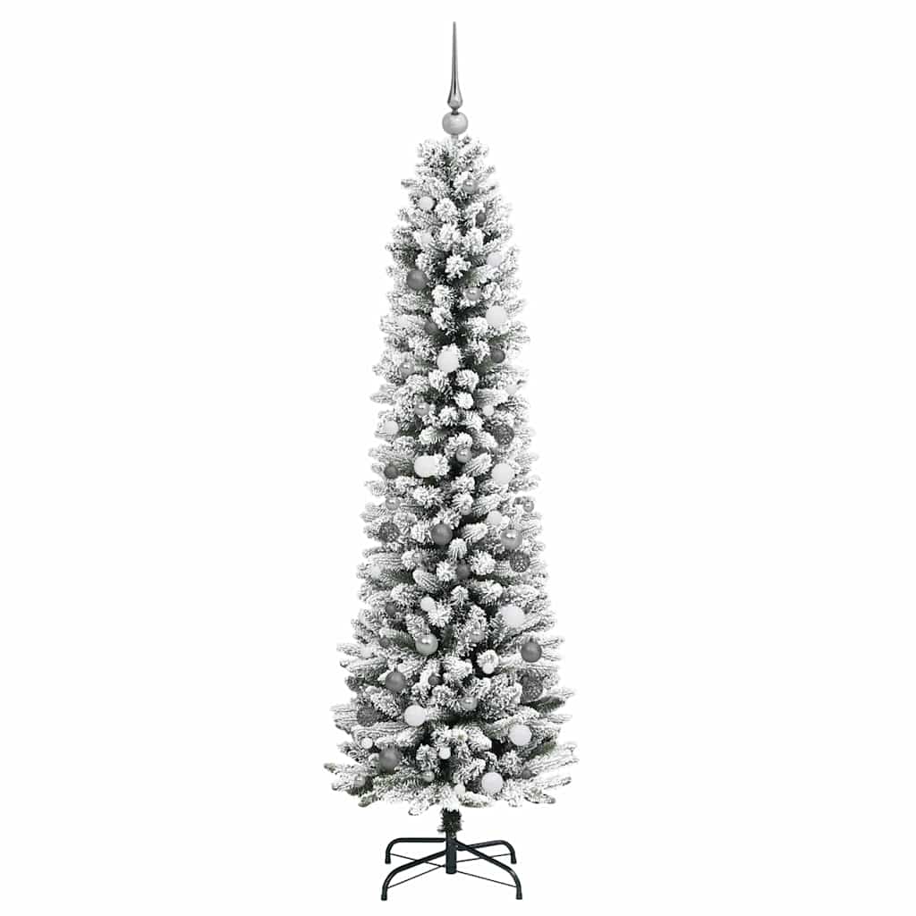 Kunstigt juletræ med stativ Hvid 210 cm PVC og metal og plast