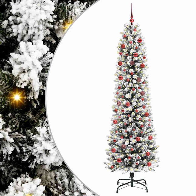 Kunstigt juletræ med stativ Hvid 210 cm PVC og metal og plast