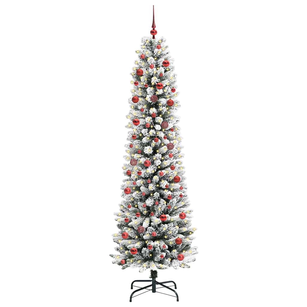 Kunstigt juletræ med stativ Hvid 210 cm PVC og metal og plast