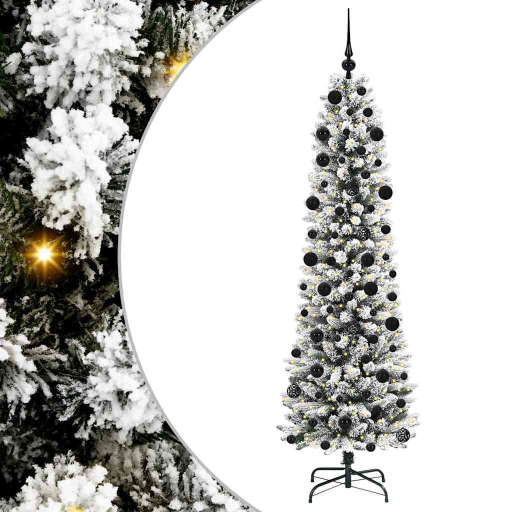 Kunstigt juletræ med stativ Hvid 210 cm PVC og metal og plast