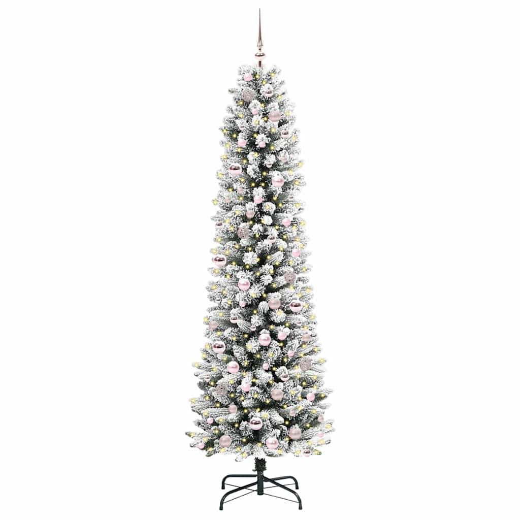 Kunstigt juletræ med stativ Hvid 210 cm PVC og metal og plast