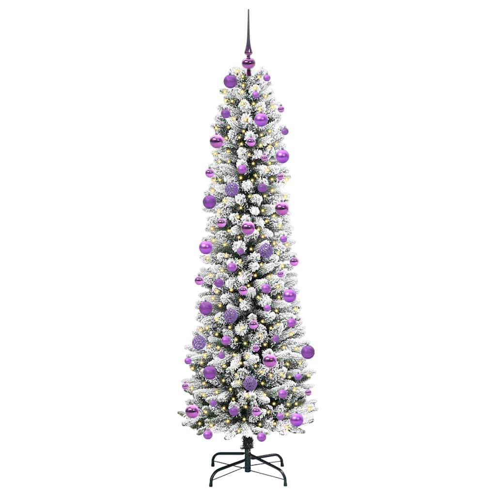 Kunstigt juletræ med stativ Hvid 210 cm PVC og metal og plast