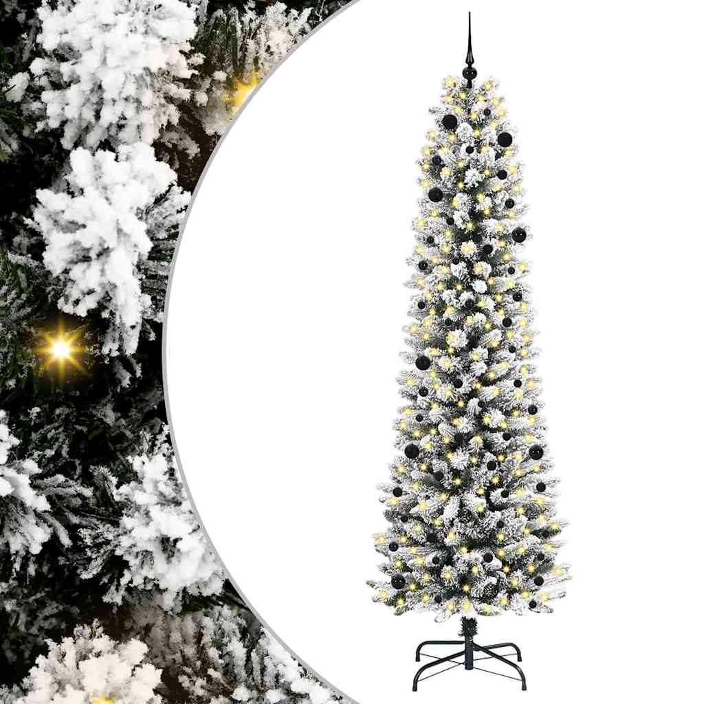 Kunstigt juletræ med stativ Hvid 240 cm PVC og metal og plast