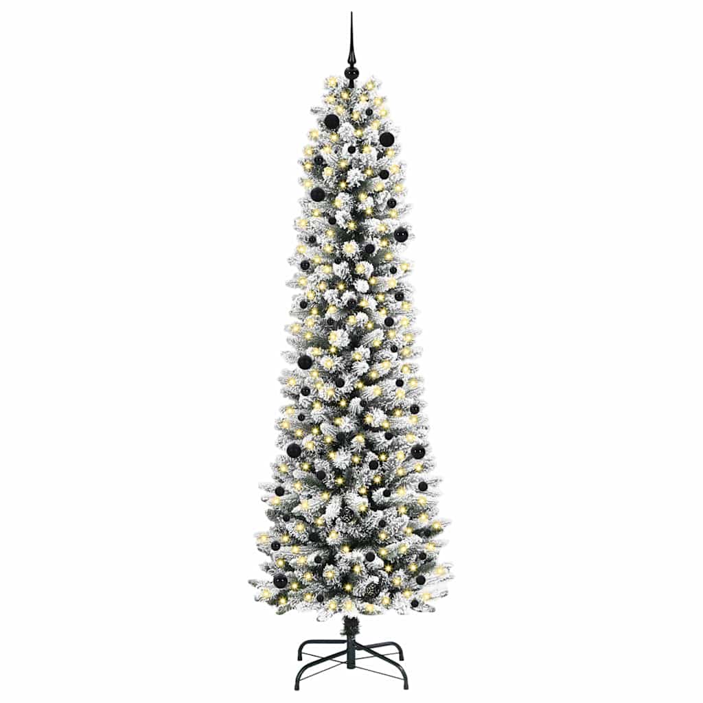 Kunstigt juletræ med stativ Hvid 240 cm PVC og metal og plast