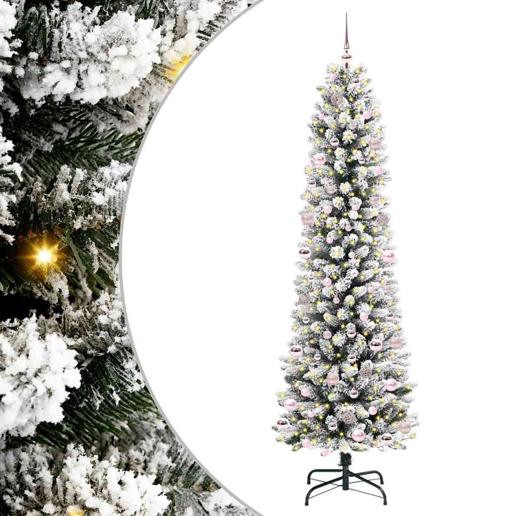 Kunstigt juletræ med stativ Hvid 240 cm PVC og metal og plast