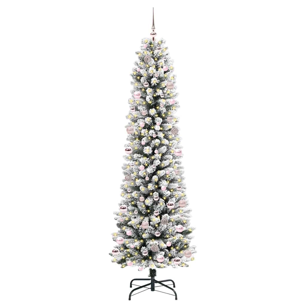 Kunstigt juletræ med stativ Hvid 240 cm PVC og metal og plast
