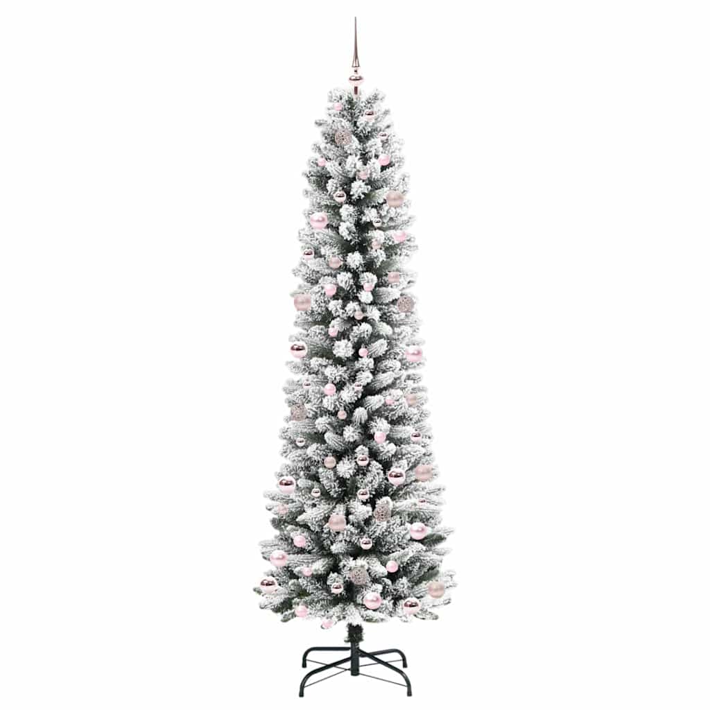 Kunstigt juletræ med stativ Hvid 240 cm PVC og metal og plast