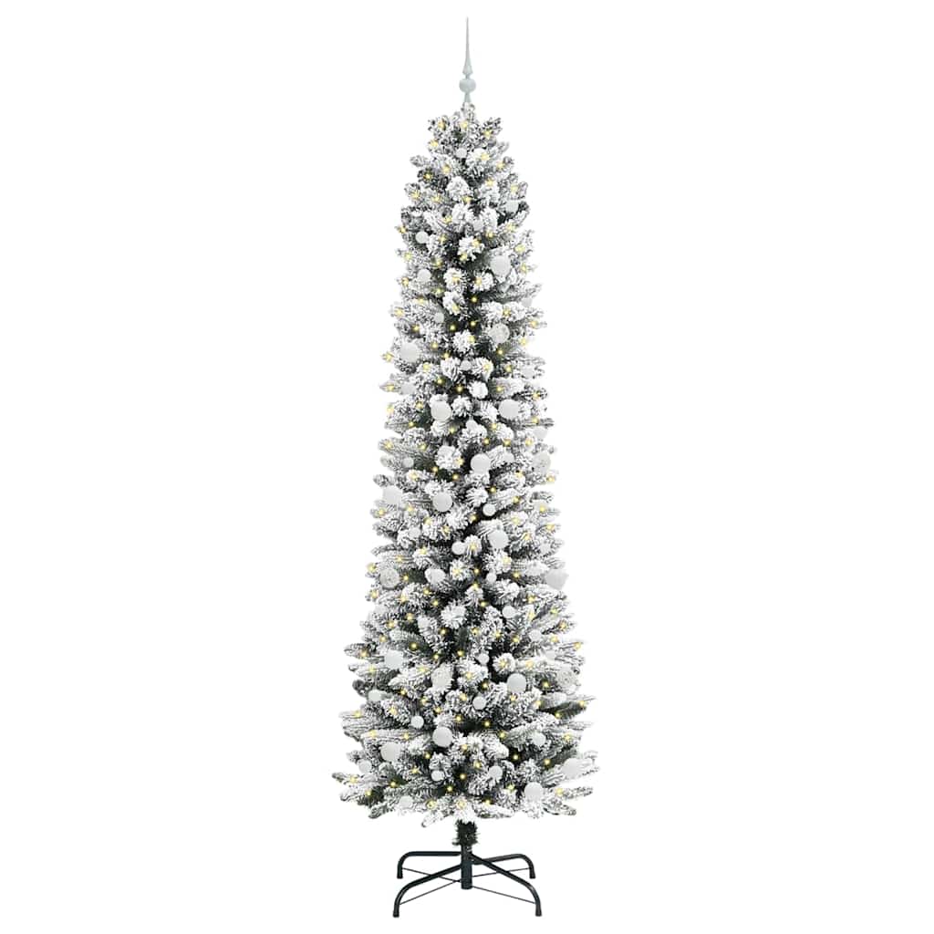 Kunstigt juletræ med stativ Hvid 240 cm PVC og metal og plast