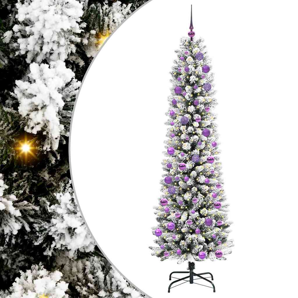 Kunstigt juletræ med stativ Hvid 240 cm PVC og metal og plast