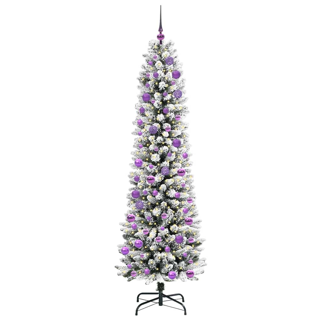 Kunstigt juletræ med stativ Hvid 240 cm PVC og metal og plast