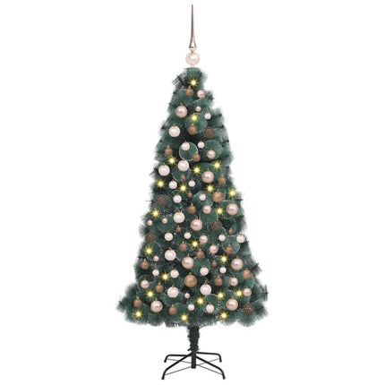 Kunstig forbelyst juletre med kuglesæt Grøn 150 cm PET