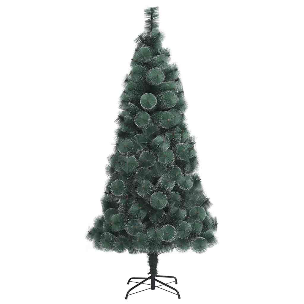 Kunstig forlyset juletræ med kuglesæt Grøn 150 cm PET
