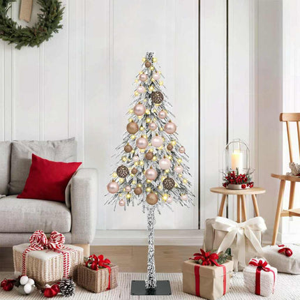 Juletræ med 150 LED'er med stativ Hvid 120 cm PE og Stål