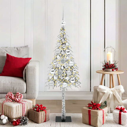 Juletræ med 150 LED'er med stativ Hvid 120 cm PE og Stål
