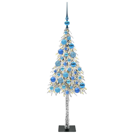 Juletræ med 150 LED'er med stativ Hvid 120 cm PE og Stål