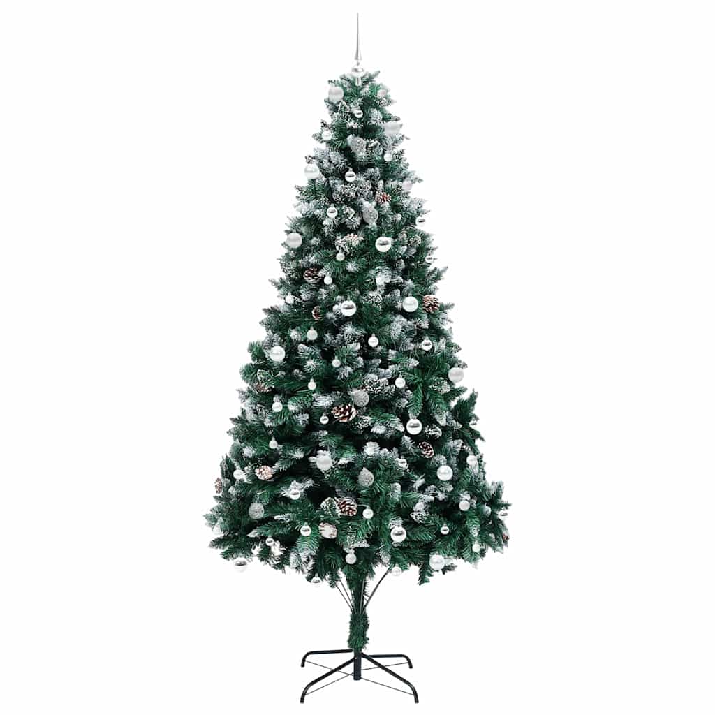 Kunstigt juletræ med stativ Grøn 240 cm PVC og Stål og Plastik