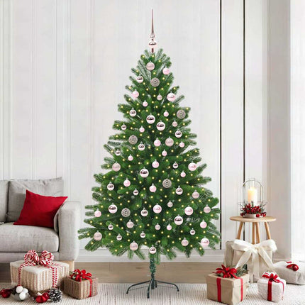 Juletræ med 300 LED'er med stativ Grøn 210 cm PE