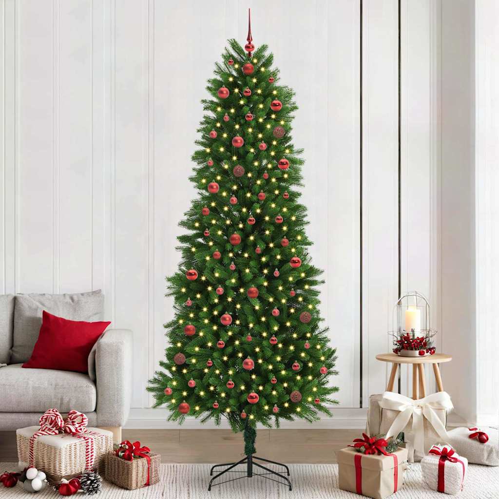 Juletræ med 300 LED'er med stativ Grøn 240 cm PE