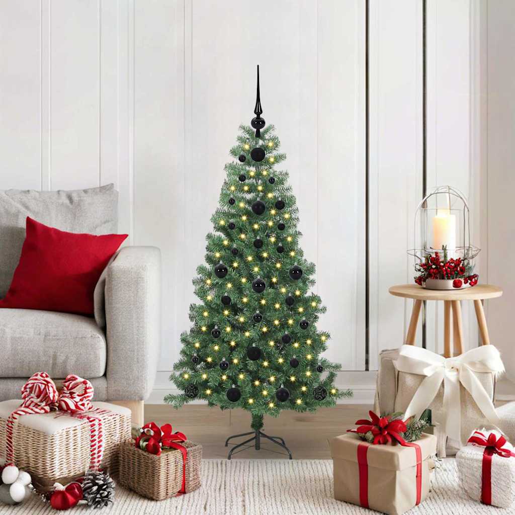 Juletræ med 150 LED'er med stativ Grøn 120 cm PVC