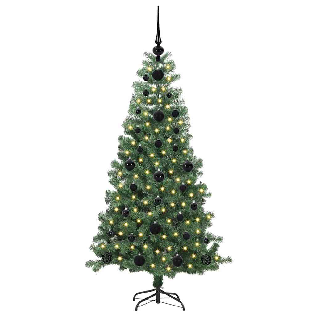Juletræ med 150 LED'er med stativ Grøn 120 cm PVC