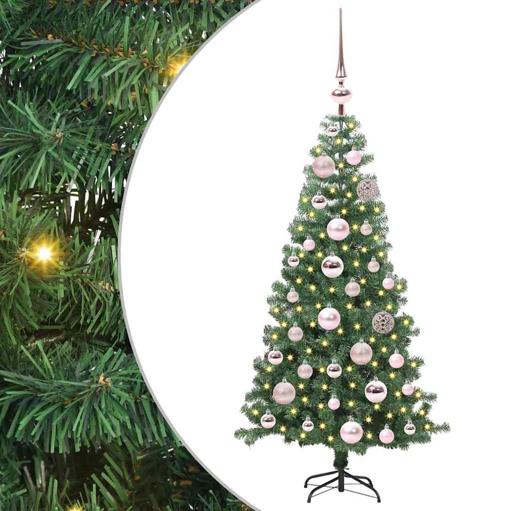 Juletræ med 150 LED'er med stativ Grøn 120 cm PVC