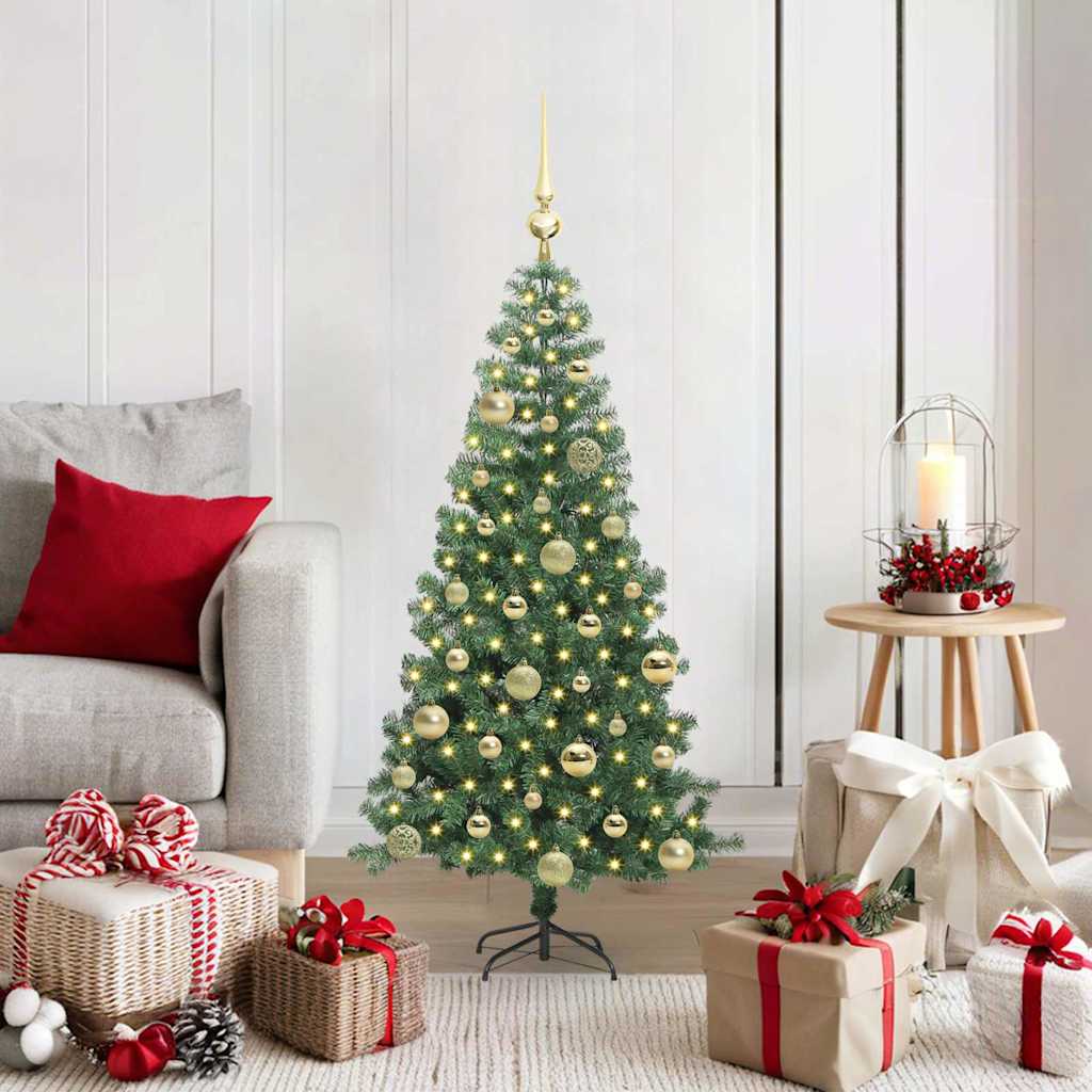 Juletræ med 150 LED'er med stativ Grøn 120 cm PVC